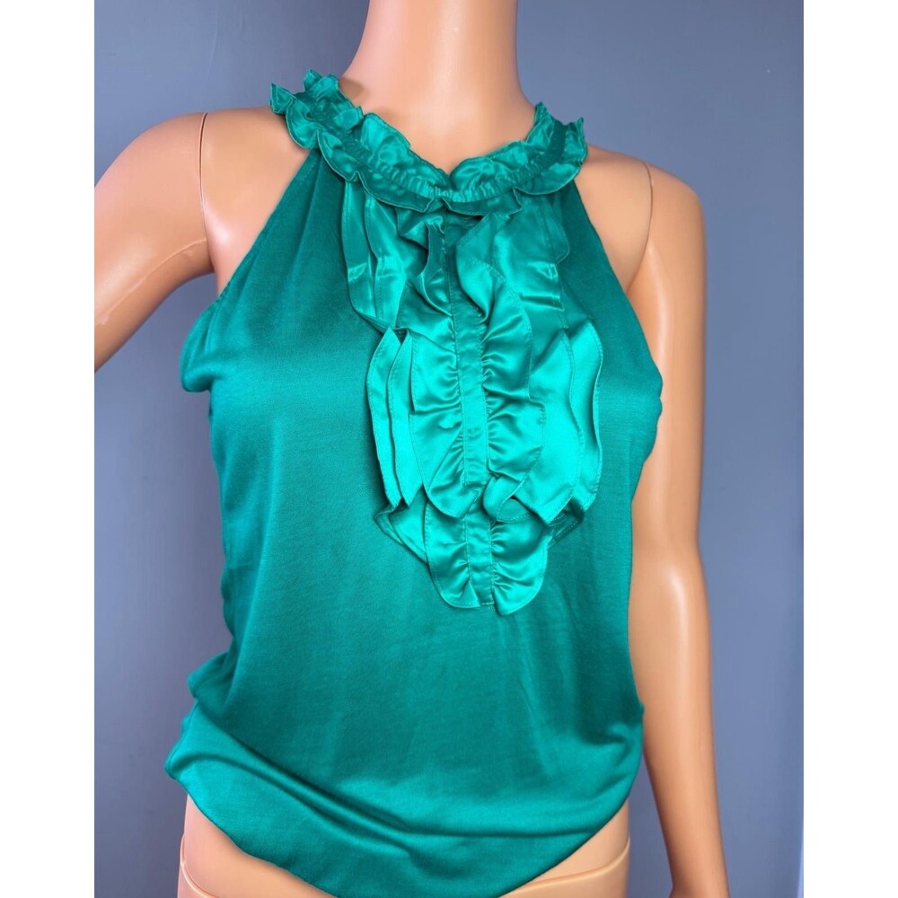 The Limited Green Ruffle Halter Top XS NWT Sleeveless Blouse Summer Party Career